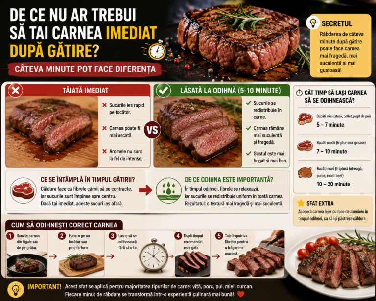🥩 De ce nu ar trebui să tai carnea imediat după gătire? Câteva minute pot face diferența