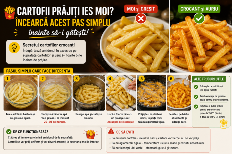 🍟 Cartofii prăjiți ies moi? Încearcă acest pas simplu înainte să-i gătești