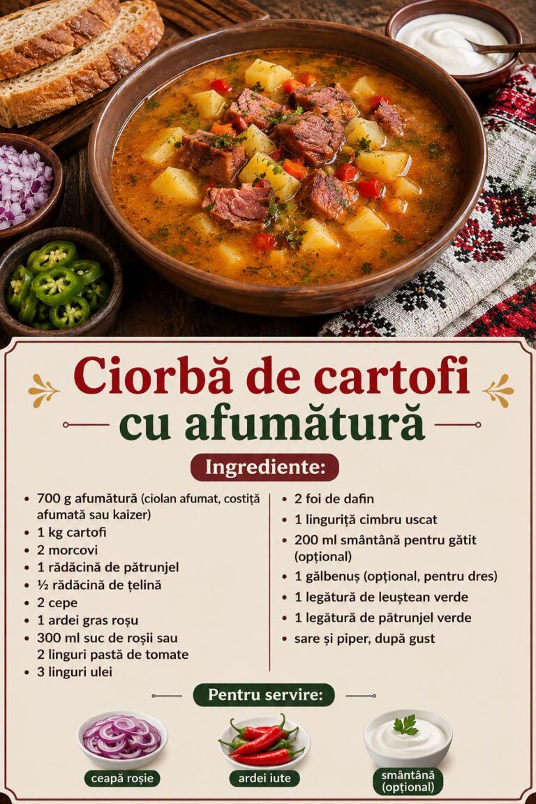 Ciorbă de cartofi cu afumătură (rețetă tradițională românească)