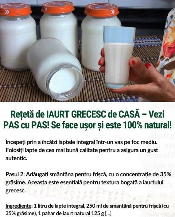 Câți bani dați pe iaurt grecesc, când îl puteți face acasă 🏡 din lapte 🥛 simplu? Iese 100% natural ✨, gros și cremos 😋, fără conservanți sau alte adăugiri. Se prepară ușor, cu răbdare, și se ține bine în frigider câteva zile ❄️. Pașii îi ai mai jos, în comentariu 👇
