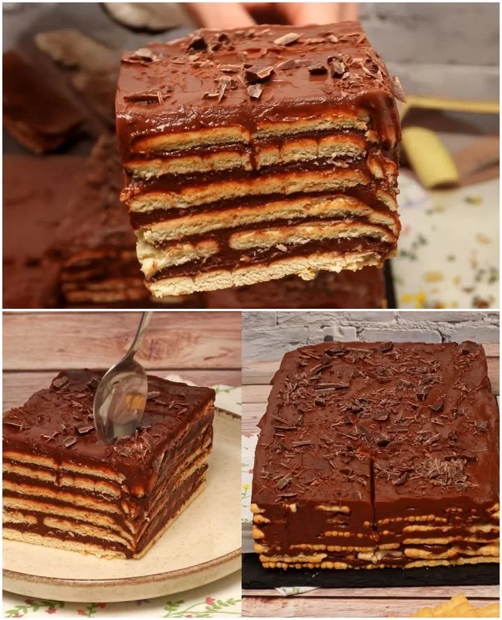 Tort de Biscuiți cu Cremă de Ciocolată (Vegan / De Post)