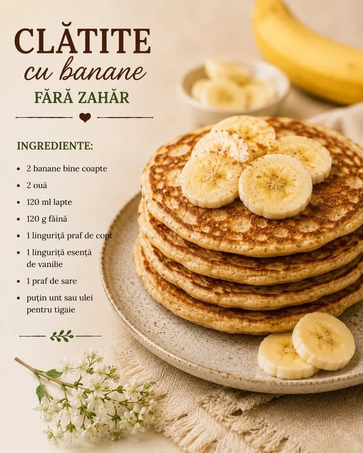 Clătite cu banane fără zahăr: rețetă sănătoasă pentru micul dejun
